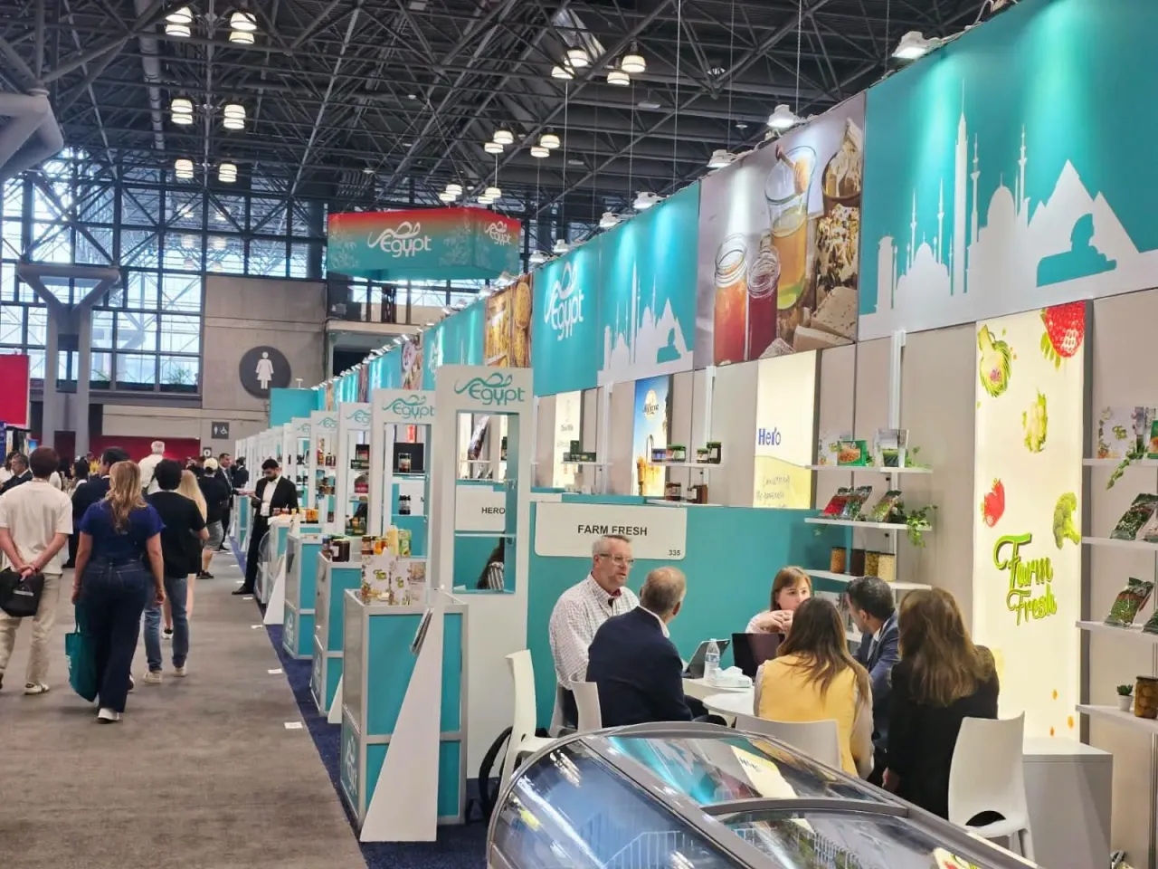 Exhibitors meeting at the Egyptian pavilion